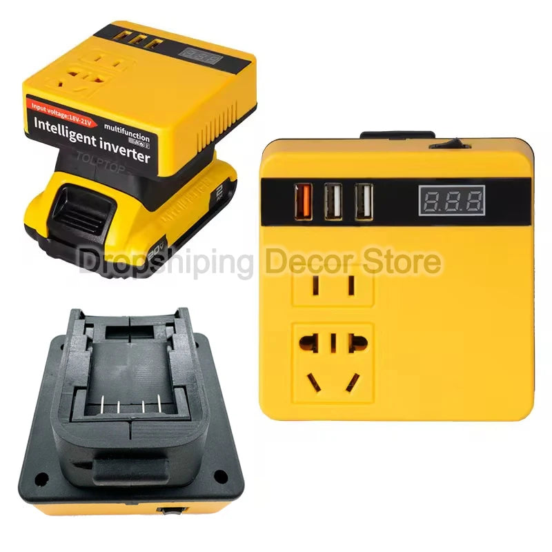 Multifunction Power Inverter DC 18V to 220V Adapter for Dewalt 18V 20V Battery | USB & AC Outlets for Home Appliances and Outdoor Use - Premium power inverter from Lizard Vigilante - Just $37.77! Shop now at Lizard Vigilante