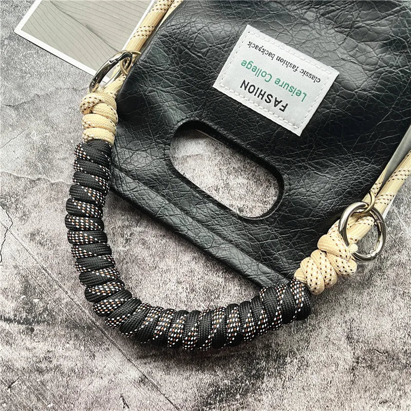 Handmade Brown Lanyard Bag Strap – Premium Metal Keyring and Cotton Chain for Women - Premium bag strap from Lizard Vigilante - Just $19.97! Shop now at Lizard Vigilante