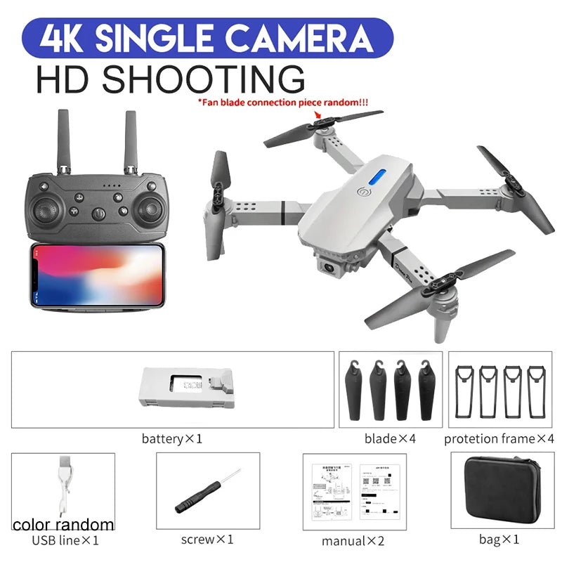 2024 E88Pro 4K HD RC Drone – Foldable Quadcopter with 1080P Wide-Angle Dual Camera, WIFI FPV, Altitude Hold, Trajectory Flight, Gift for Kids & Adults - Premium drones from dsers - Just $38.88! Shop now at Lizard Vigilante