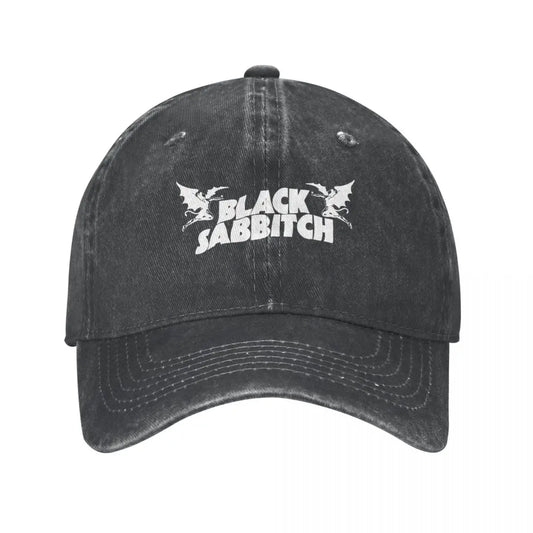 Black Sabbitch Rock Baseball Cap Casual Distressed Washed Headwear Unisex Style Outdoor Activities Gift Hats Cap - Premium baseball cap from Lizard Vigilante - Just $29.88! Shop now at Lizard Vigilante