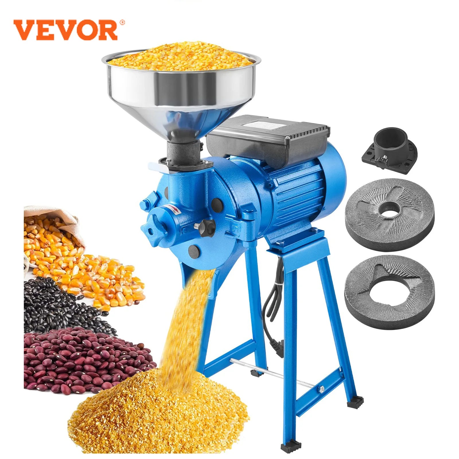 VEVOR 1500W Electric Grain Grinder – Commercial Spice, Corn, Flour, and Wheat Grinder with Funnel – Dry and Wet Grinding for Home & Business Use - Premium herb grinder from dsers - Just $420! Shop now at Lizard Vigilante