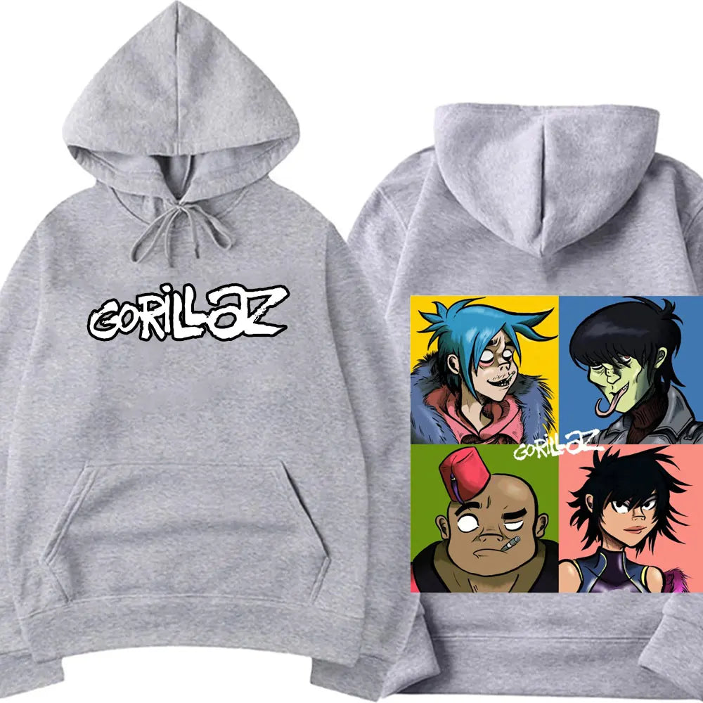 Vintage Gorillaz Rock Band Printed Hoodie – Harajuku Streetwear Pullover for Men & Unisex Casual Style - Premium hoodie from Lizard Vigilante - Just $39.99! Shop now at Lizard Vigilante