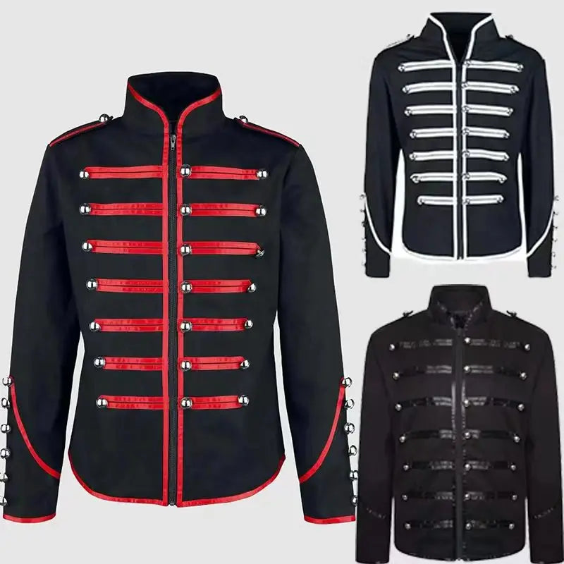 Steampunk Men’s Gothic Military Jacket – Vintage Medieval Rock Frock Coat - Premium jacket from Lizard Vigilante - Just $44.88! Shop now at Lizard Vigilante