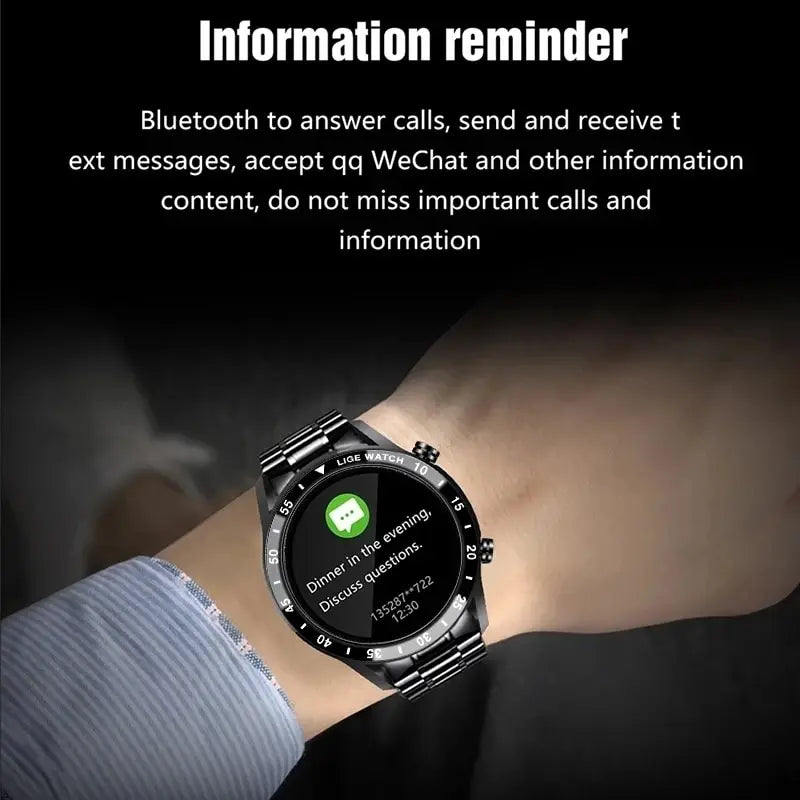 LIGE 2024 Smart Watch Men Full Circle Digital Touch Screen Bluetooth Call Men Smartwatch Waterproof Sport Activity Fitness Watch+Box - Lizard Vigilante