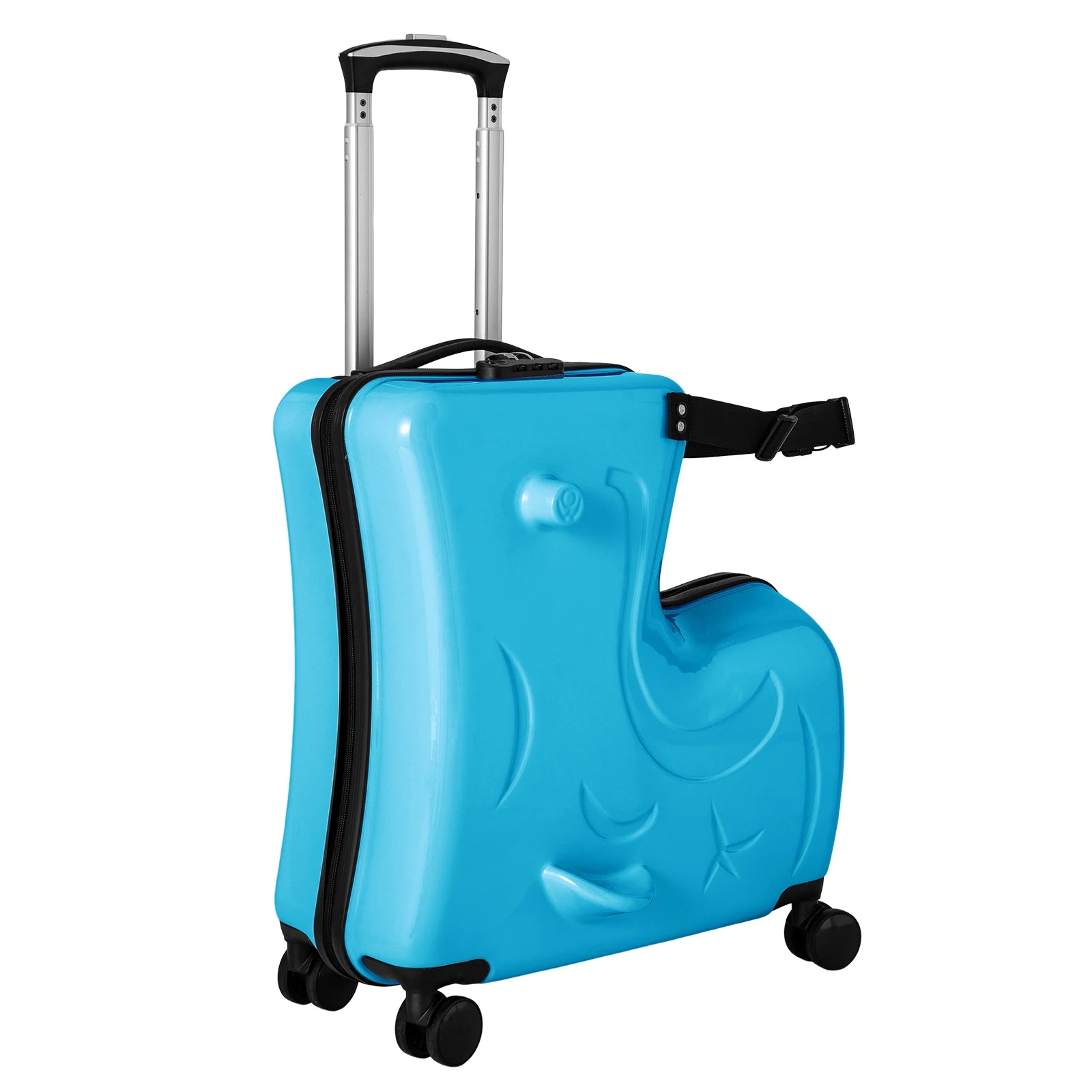 Children's sit ride suitcase 20 Inch kids Travel Trolley Waterproof Slide Rolling Luggage with Lock Blue - Premium  from Lizard Vigilante - Just $135.99! Shop now at Lizard Vigilante