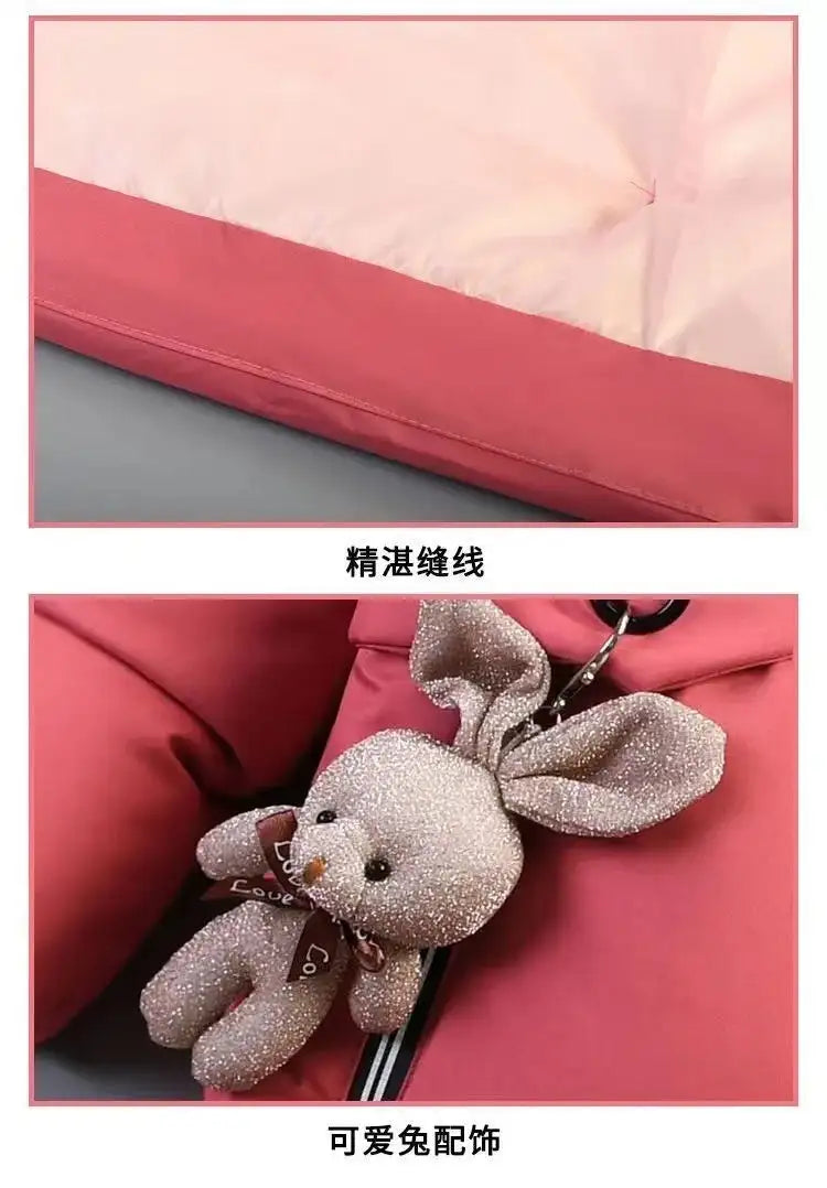 4 Color Big Size Winter Keep Warm Long Style Girls Jacket Teenage Thick Heavy Cold-proof Hooded Windbreaker Coat For Kids