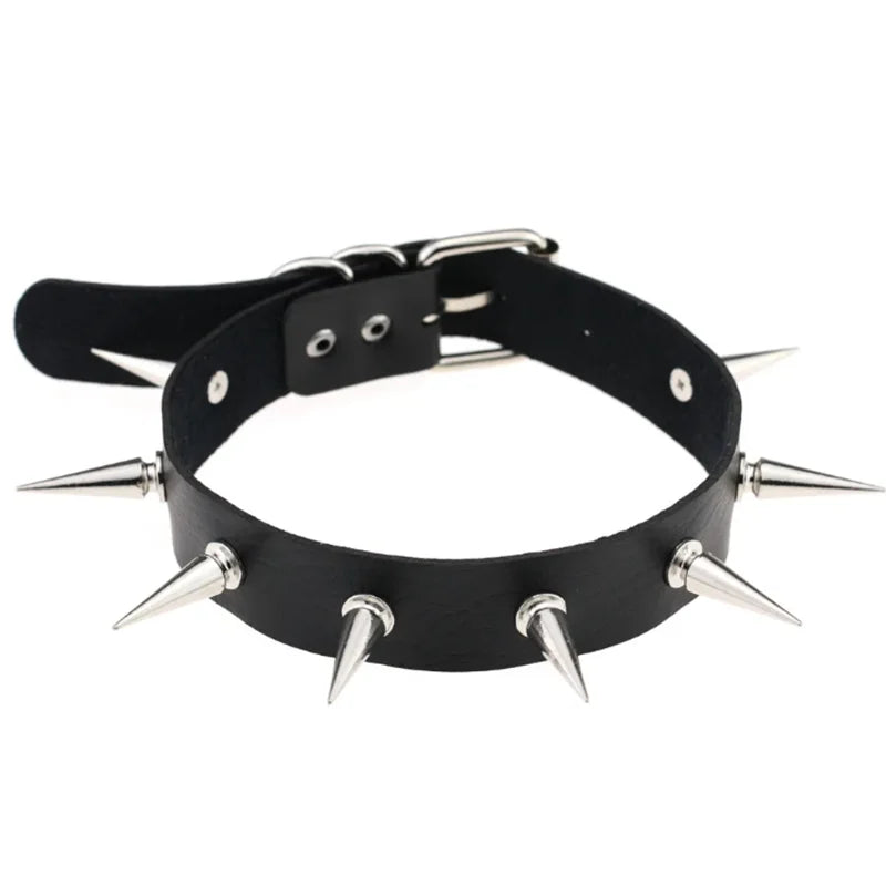 Harajuku Punk Rock Goth Choker - PU Leather Rivet Heart Cross Spike Necklace for Women, Hip Hop Bondage Jewelry - Premium choker from Lizard Vigilante - Just $23.88! Shop now at Lizard Vigilante