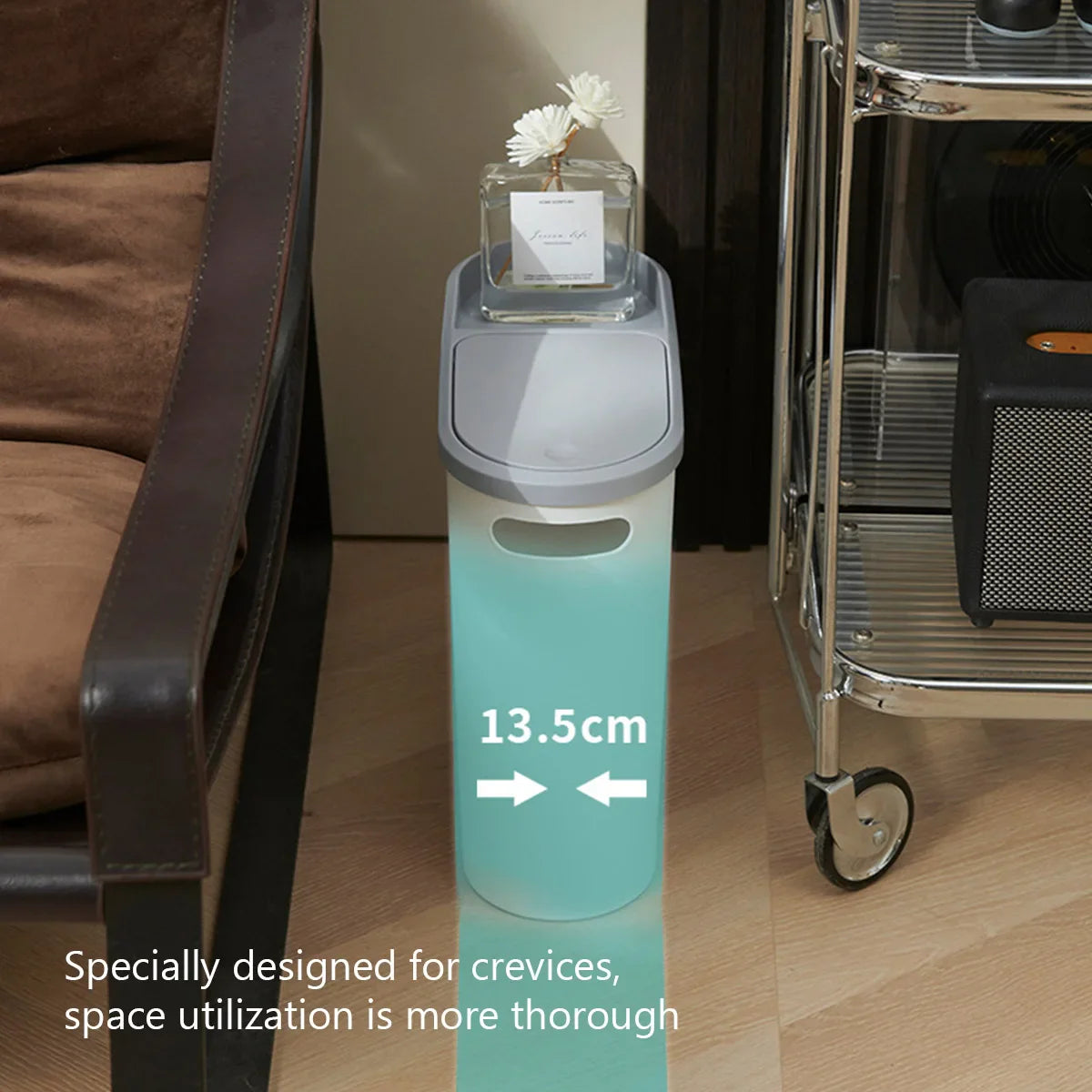 Bathroom Trash Can Large Capacity Household Creative Gap Bin Press Type Garbage Can with Lid Plastic Basket Kitchen Garbage Bin