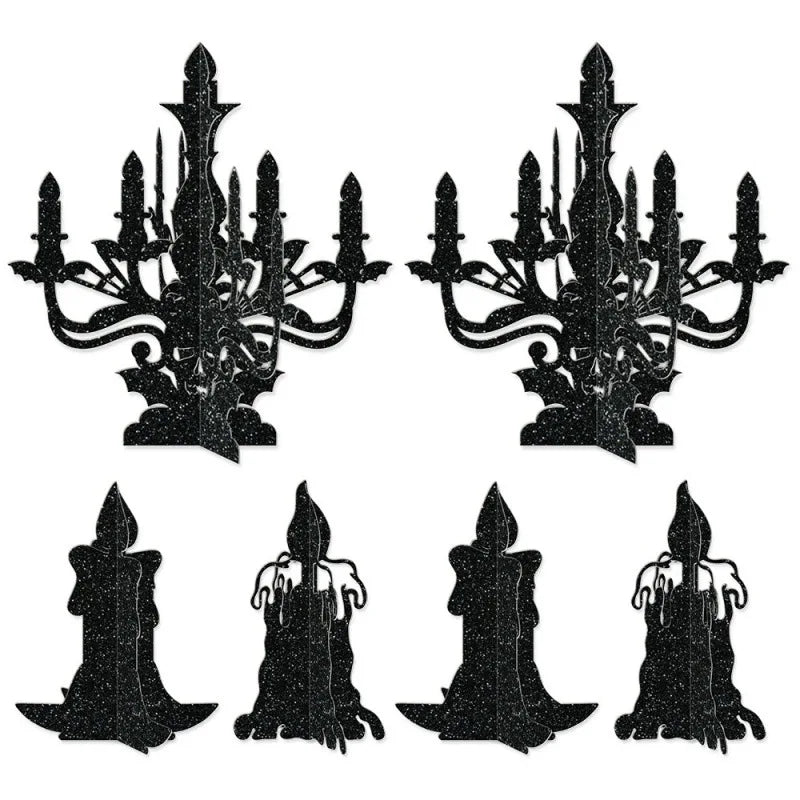 Halloween Decoration 6pcs Candlestick Ornament Haunted House Dining Table Arrangement Festival Supplies Happy Halloween Day
