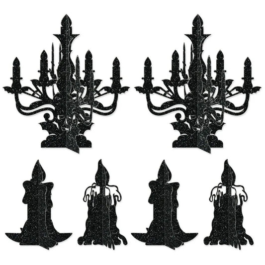 Halloween Decoration 6pcs Candlestick Ornament Haunted House Dining Table Arrangement Festival Supplies Happy Halloween Day