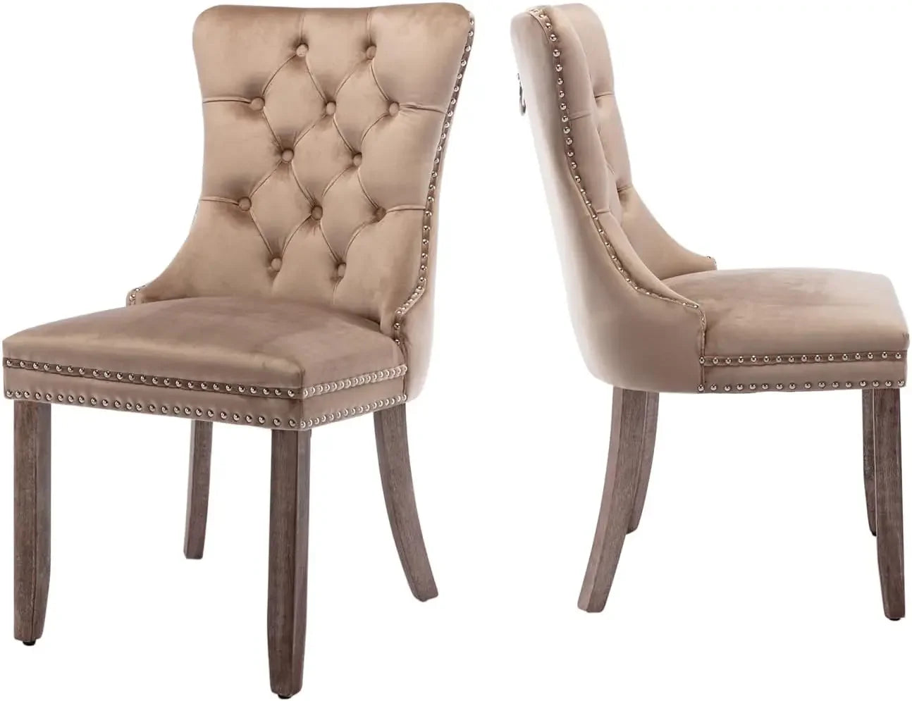 Luxury Velvet Dining Chairs Set of 6 | Tufted Button Back with Ring Pull Trim - Premium dining chair from Lizard Vigilante - Just $558.99! Shop now at Lizard Vigilante