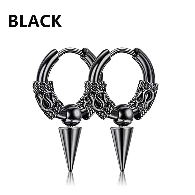 Punk Stainless Steel Stud Earrings - Edgy and Stylish - Premium earrings from Lizard Vigilante - Just $19.88! Shop now at Lizard Vigilante