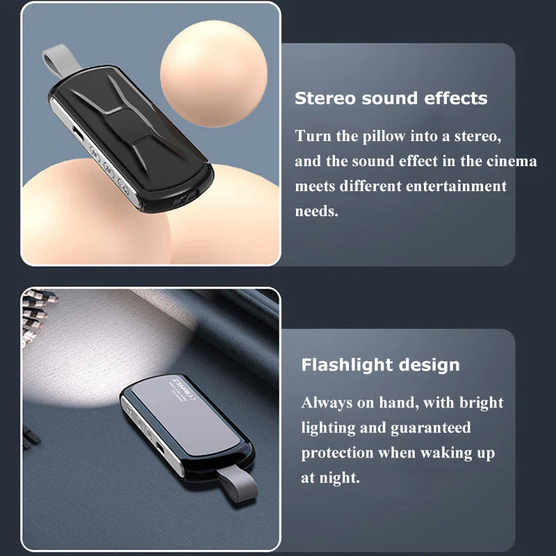 Bluetooth 5.2 Bone Conduction Speaker Under Pillow Noise Reduction Speaker Stereo Music Player with Flashlight Sleep Aid