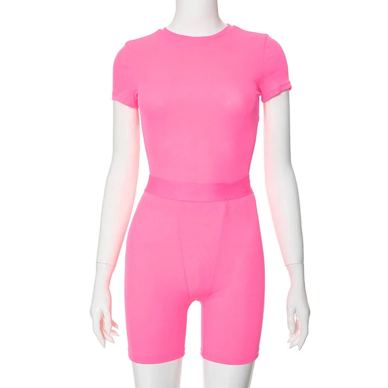 Women’s 2-Piece Summer Tracksuit – Casual T-Shirt and Biker Shorts Matching Set for Yoga, Sports, and Workout - Premium tracksuit from Lizard Vigilante - Just $38.88! Shop now at Lizard Vigilante