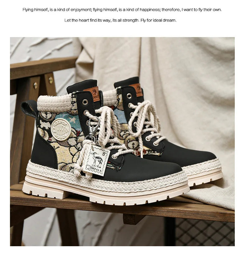 "Riot Fuel" Men's Street Platform Combat Boots – 2025 Limited Ankle-Lace Designer Desert Kickers for Cold-War Winters - Premium boots from dsers - Just $32.99! Shop now at Lizard Vigilante