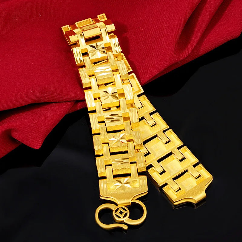 DIWENFU 18K Yellow Gold Luxury Chain Bracelet – Bold Unisex Link Jewelry for Engagement, Wedding & Streetwear Power Moves - Premium bracelet from dsers - Just $102.99! Shop now at Lizard Vigilante