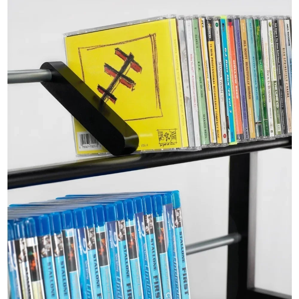 Contemporary Wood & Metal CD/DVD Rack with Wide Feet Holds Up to 230 CDs or 150 DVDs - Premium shelving from Lizard Vigilante - Just $46.99! Shop now at Lizard Vigilante