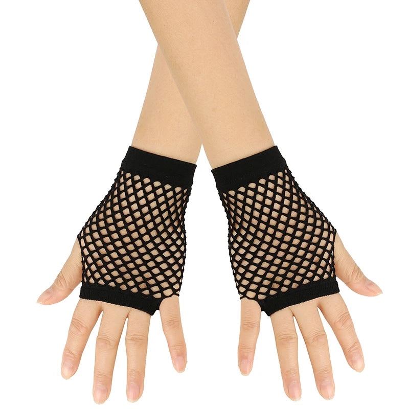 1 Pair Women's Short Fishnet Fingerless Mesh Gloves - Punk Rock Fancy Nightclub Party Arm Warmers Sexy Unisex Gloves - Premium gloves from dsers - Just $14.88! Shop now at Lizard Vigilante