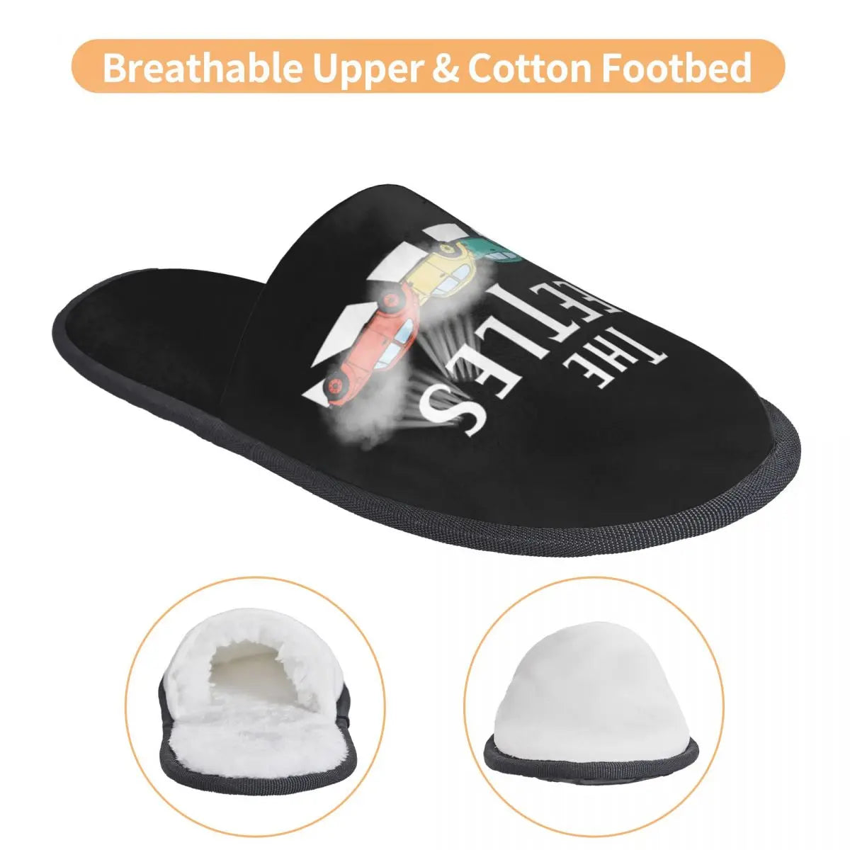Rock-The-Beatle Memory-Foam Riot Slippers – Warm Faux-Fur House Legends for Rebels