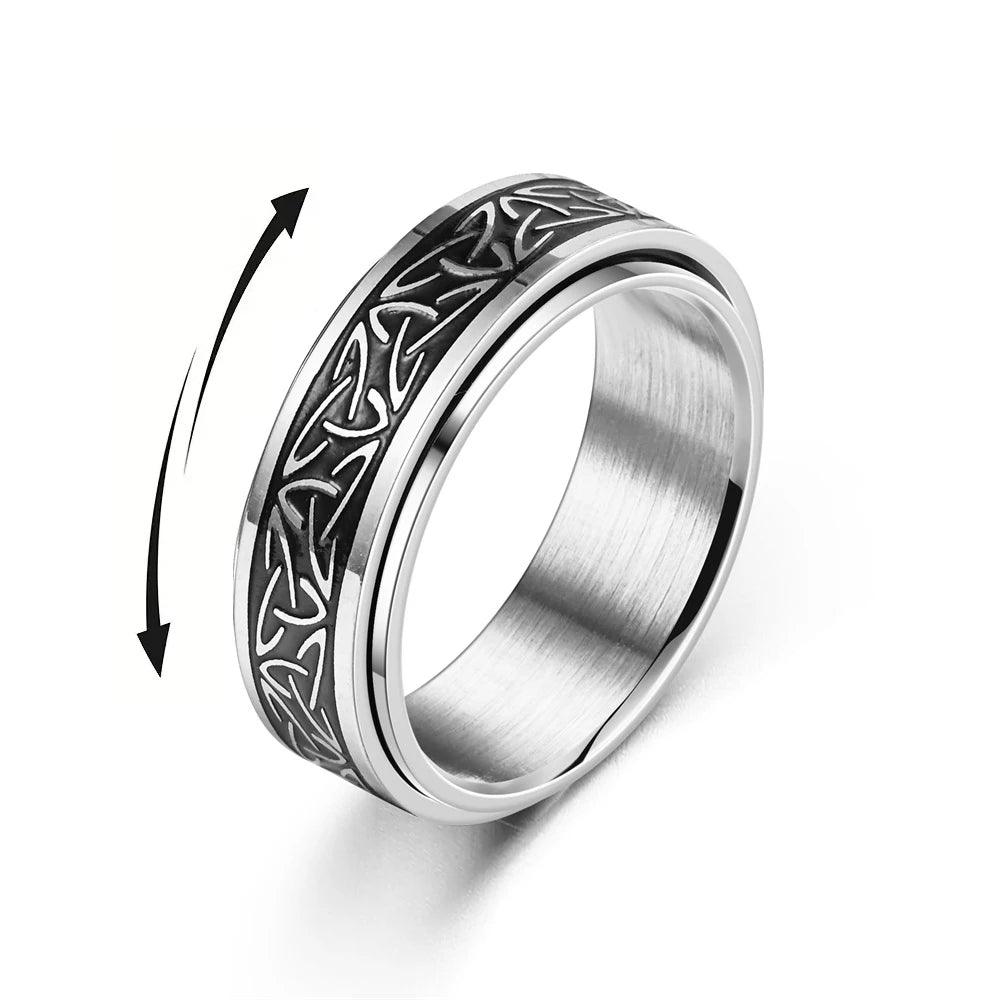 Viking Celtic Knot Rune Rotating Anxiety Joint Ring For Men Anti Stress Stainless Steel Spinner Fidgets Ring Anillo Antiestres - Lizard Vigilante