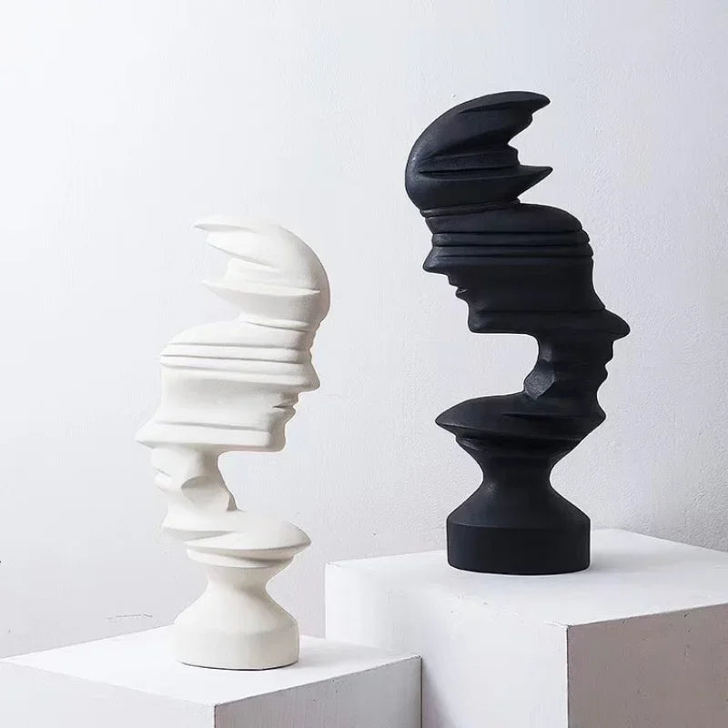 25cm Modern Style Home Decor Abstract Human Face Sculpture Statue Ornament Indoor Room  Living Office Decoration Handicraft Gift