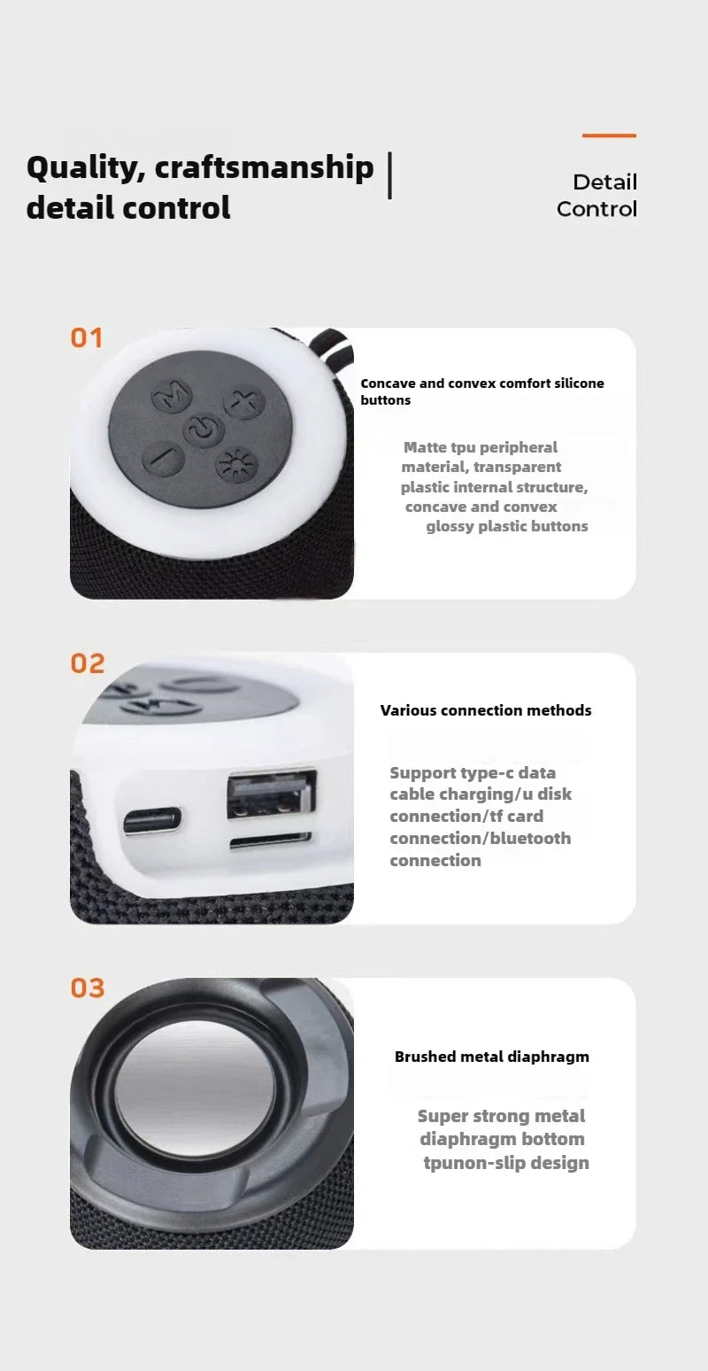 Outdoor portable wireless Bluetooth speaker, subwoofer, car and home with colorful lights, atmospheric small mini speaker