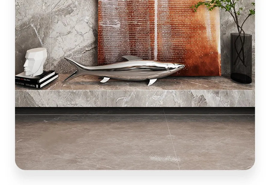 Stainless steel fish sculpture, outdoor lawn, pool, landscape decoration, mirror, crafts