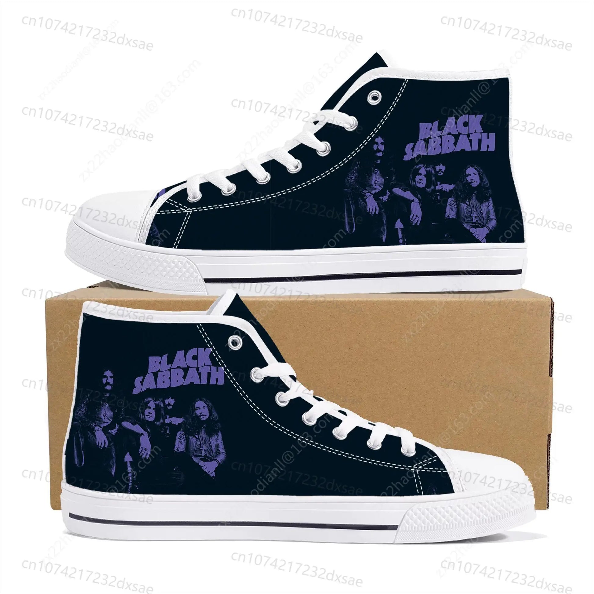 Black Heavy Metal Band Sabbath High Top High Quality Sneakers Men Women Teenager Canvas Sneaker Casual Couple Shoes Custom Shoes - Premium  from Lizard Vigilante - Just $42.99! Shop now at Lizard Vigilante