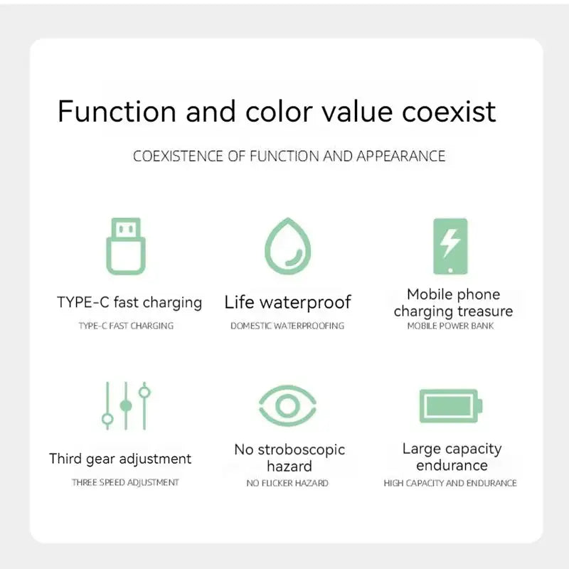 Protable Rechargeable Camping Light Tent Chandelier Ultra Long Life Multi-function Flashlight Folding Hand Lamp