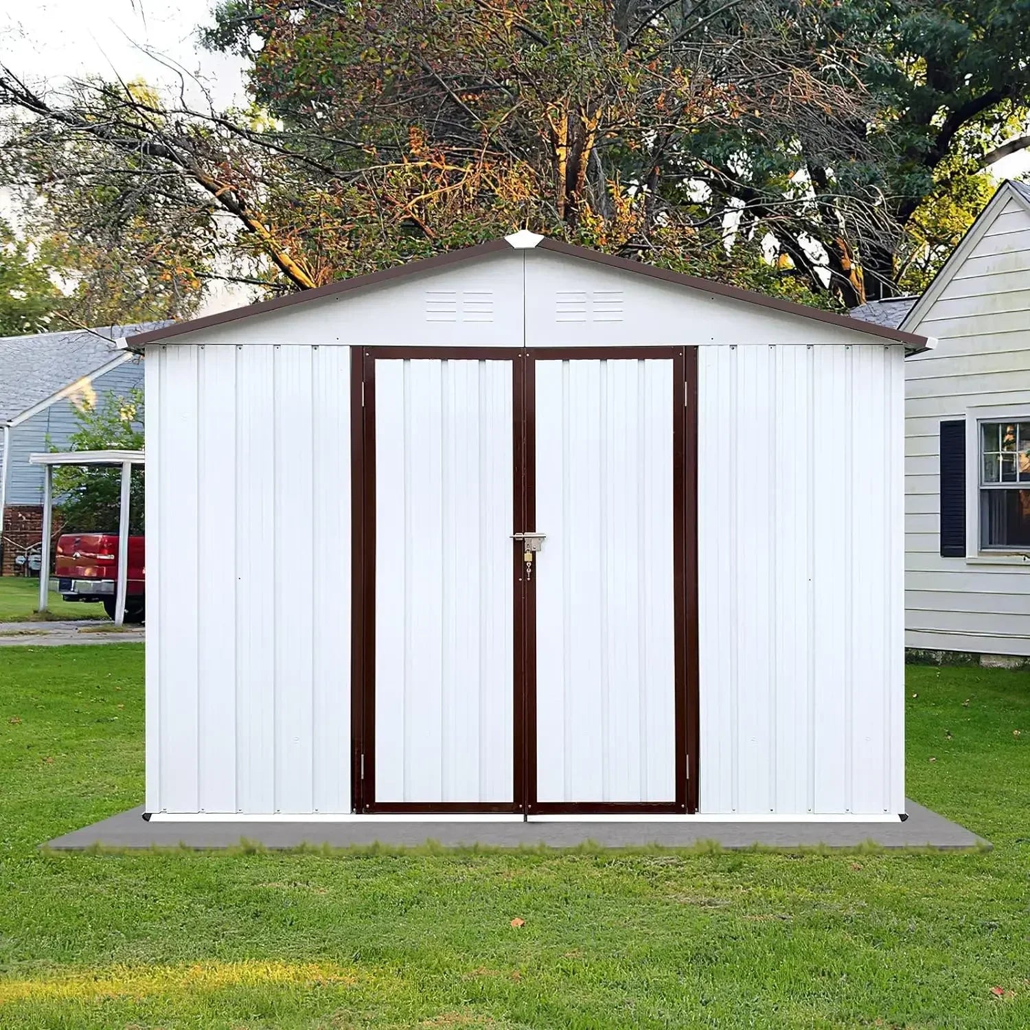 8x6 FT Heavy-Duty Outdoor Storage Shed - Lockable Metal Tool Shed - Premium shed from Lizard Vigilante - Just $388.88! Shop now at Lizard Vigilante