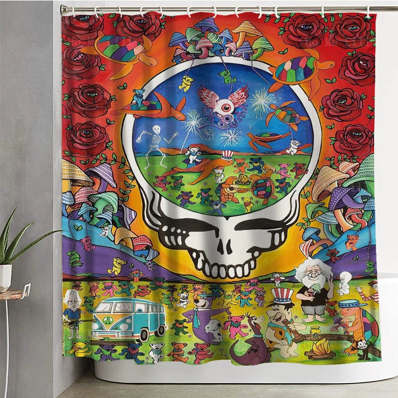 Psychedelic Skull and Rose Tie-dye Shower Curtain - A Fantasy-Inspired Bathroom Makeover - Premium shower curtain from Lizard Vigilante - Just $33.88! Shop now at Lizard Vigilante