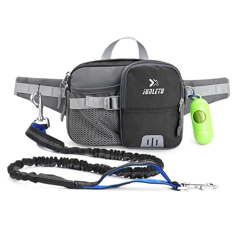 Retractable Hands Free Dog Leash with Adjustable Waist Bag Phone Pouch Water Bottle Holder Reflective for Running Walking - Premium leash from Lizard Vigilante - Just $32.99! Shop now at Lizard Vigilante