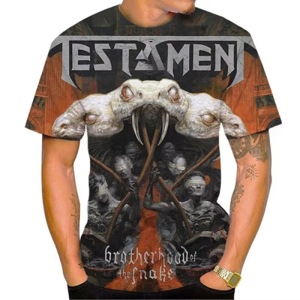 Testament T Shirt 3d Printed Men's Heavy Metal Band Fashion Oversized Streetwear Casual Harajuku Short Sleeve Unisex Clothing - Premium T-Shirt from Lizard Vigilante - Just $23.99! Shop now at Lizard Vigilante