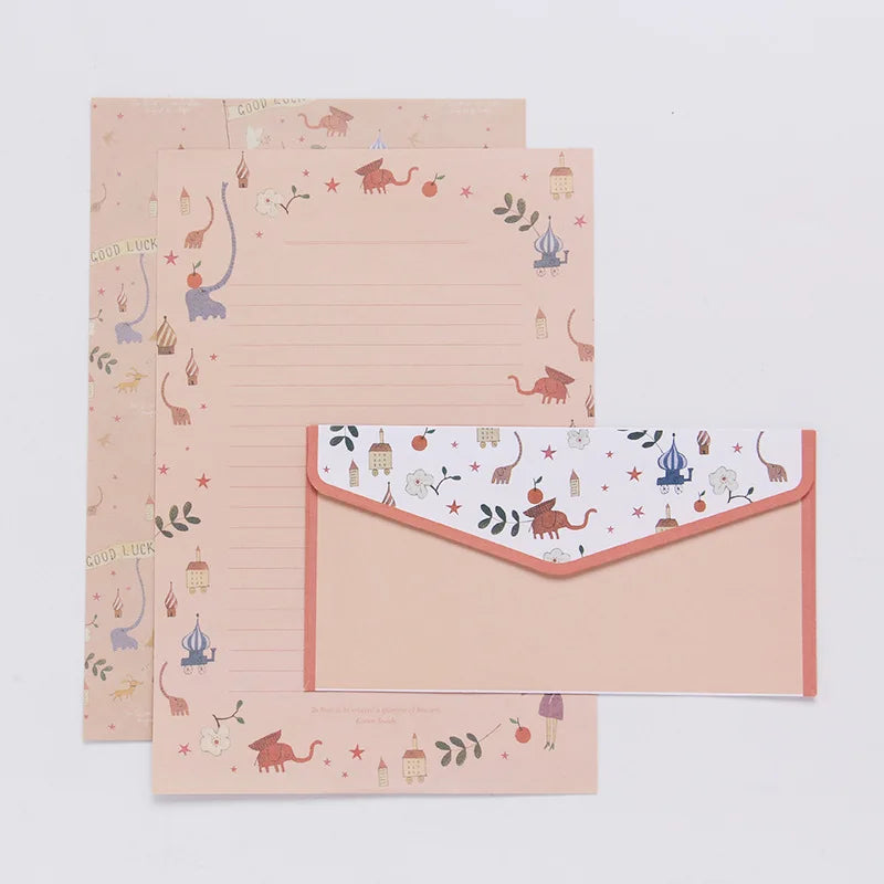 Vintage Flower Envelope Floral Creative Envelope Flower Printing Cute Cartoon Pattern Office Supplies With Letter Paper