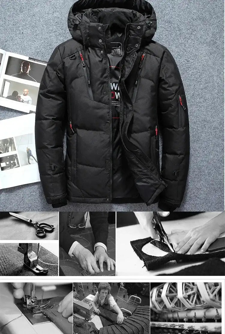 -20 Degree Winter Down Coat Men White Duck Down Parkas Jacket Mens Thick Warm Snow Parka Jacket Overcoat Windbreaker Warm Parkas