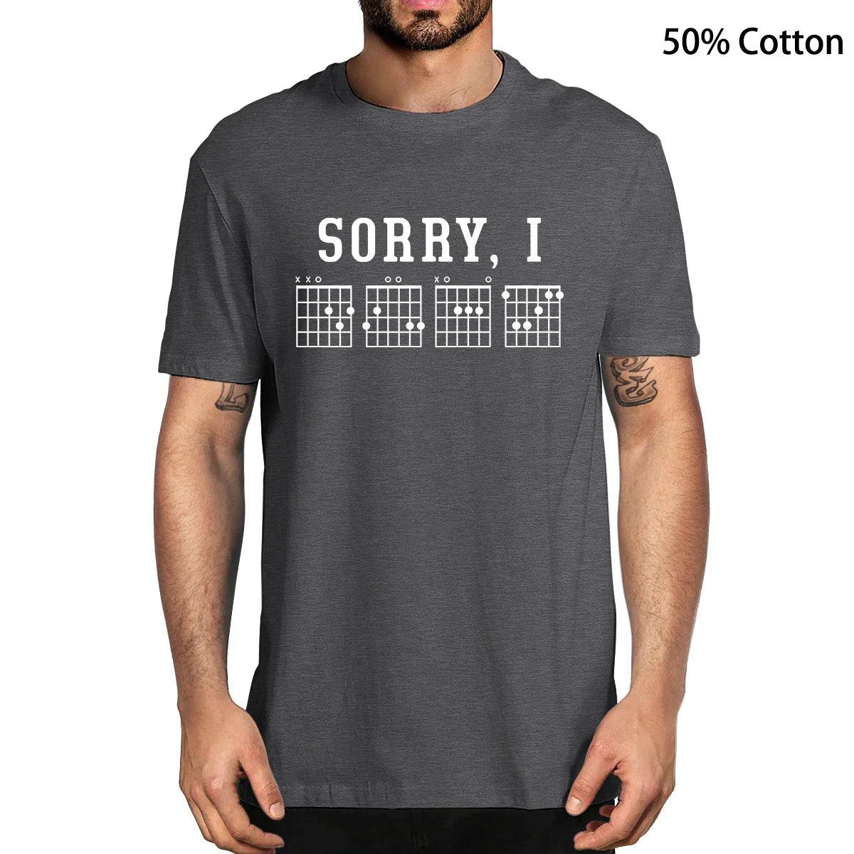 Sorry I-DGAF Hidden Message Guitar Chords Vintage Summer Men's Novelty T-Shirt Women Casual Streetwear Tee 100% Cotton Funny - Lizard Vigilante