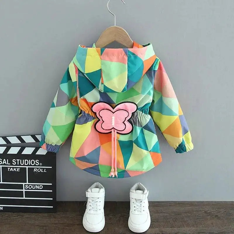 Cartoon Girls Jackets Cute Little Fox Kids Windbreaker Hooded Baby Coat Spring Autumn Children Outwear Toddler Girl Clothes