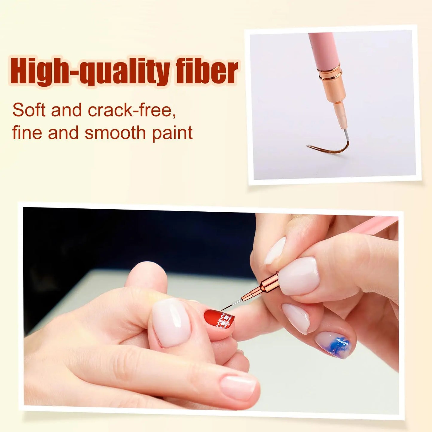 5Pcs Professional Nail Paint Liner Brush Set Small Polish Design Technique Fine Line Stripe Brushes for Nail Art Detailing