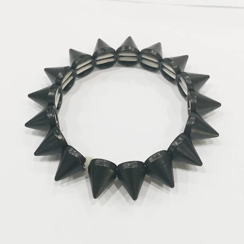 Punk Spiked Elastic Bracelet – Riveted Stretch Metal Bangle for Women, Hip Hop Party Fashion Jewelry - Premium bracelet from Lizard Vigilante - Just $19.88! Shop now at Lizard Vigilante