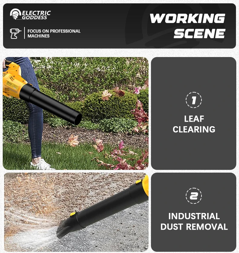 Electric Goddess EG-32000R — Cordless 6-Gear Air Blower Beast | 20V Compatible Superpower for Snow, Leaves, Dust & Chaos
