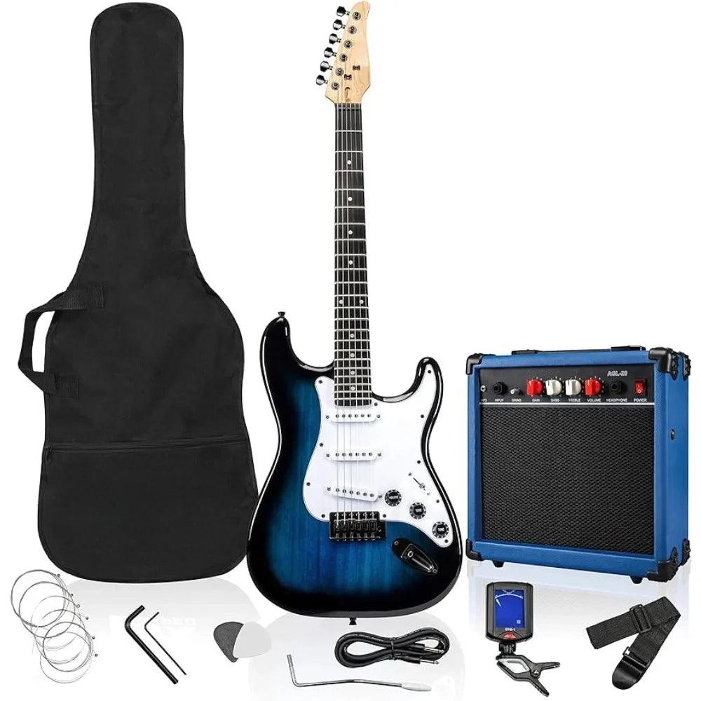 39 inch Electric Guitar Kit for Dummies Bundle with 20w Amplifier, Digital Clip On Tuner, Six Strings, Two Picks, Tremolo Bar,Shoulder Strap - Premium Electric Guitar from Lizard Vigilante - Just $234.56! Shop now at Lizard Vigilante