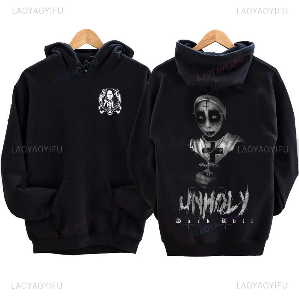 The Bad Nun Antisocial Hip-Hop Hoodie – Harajuku Gothic Streetwear for Men’s Autumn-Winter Style - Premium hoodie from Lizard Vigilante - Just $41.08! Shop now at Lizard Vigilante