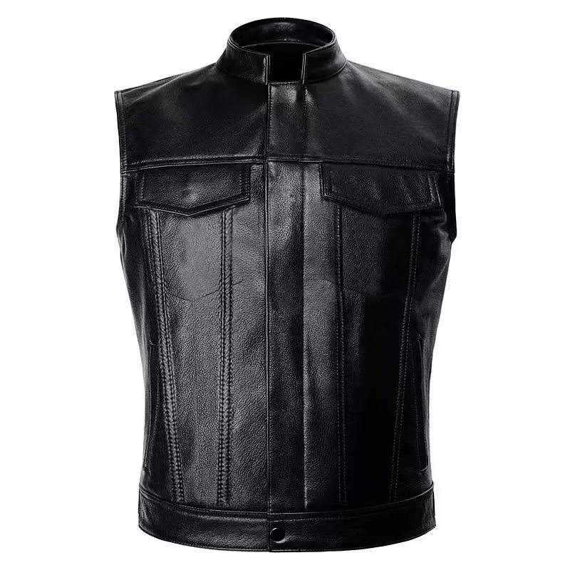 Sons of Anarchy Rock Punk Vest Men Cosplay Costume Black Color Motorcycle Biker Sleeveless Jacket Coat Clothing - Lizard Vigilante