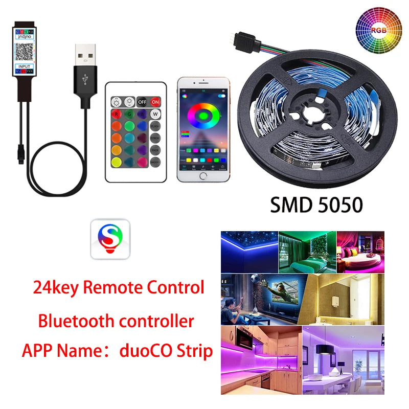 NOWYEY LED Strip 5V 5050 RGB USB Flexible Ribbon With Sound Sensor With 24 Keys Remote Control For TV Background Lighting - Premium LED Strip Lights from Lizard Vigilante - Just $19.97! Shop now at Lizard Vigilante