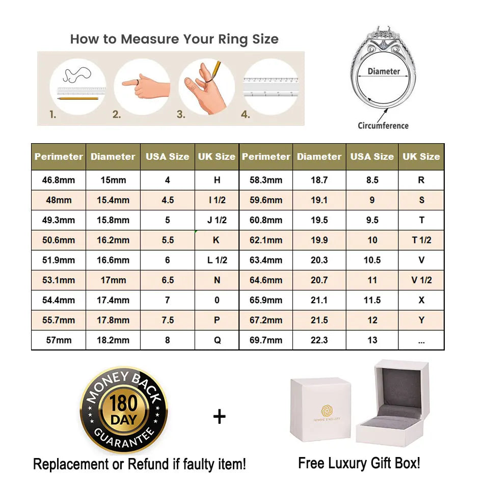 Newshe 925 Silver Engagement Ring Wedding Band White Yellow Gold Jewelry Luxury Solitaire Round Cubic Zircon Diamond Rings - Premium  from Lizard Vigilante - Just $63.99! Shop now at Lizard Vigilante