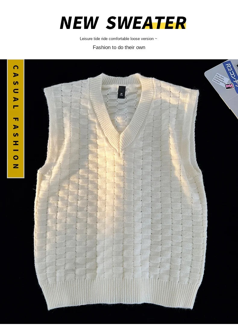 “GRUNGEWEAVE 666” Vintage Knit Vest – Jacquard Check Pattern Sleeveless V-Neck Armor for Off-Stage Legends & Louder Lives - Premium vest from dsers - Just $47.99! Shop now at Lizard Vigilante