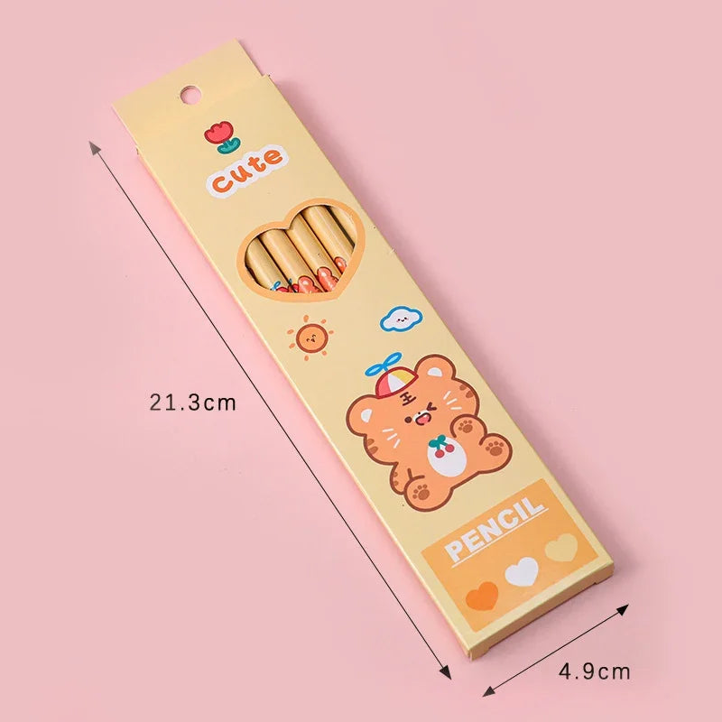 6Pcs/box Kawaii HB Pencil with Eraser Wooden Pencil for Children Drawing Writing Student School Office Supplies Stationery