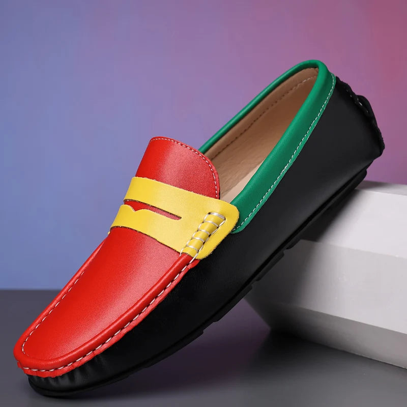 Men’s Italian Genuine Leather Loafers – Luxury Breathable Slip-On Moccasins, Casual & Formal Comfortable Driving Shoes - Premium loaferr from Lizard Vigilante - Just $36.99! Shop now at Lizard Vigilante