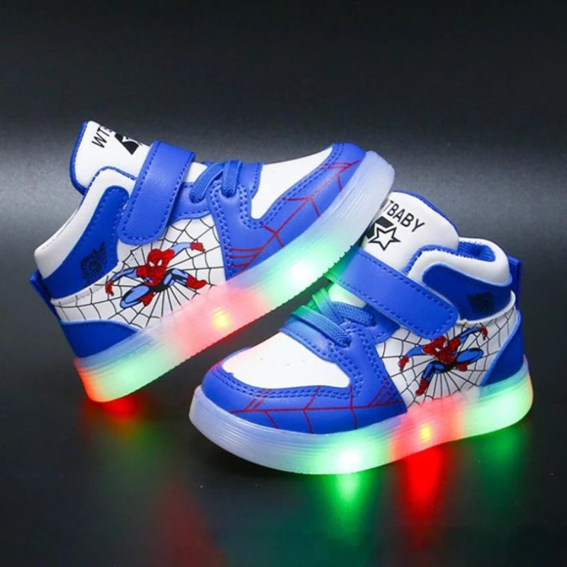 Disney Children's Led Light Shoes Fashion Aoger Spiderman Boys Sneakers Girls Cartoon Casual Shoes Breathable Kids Sport Shoes - Premium shoes from Lizard Vigilante - Just $24.88! Shop now at Lizard Vigilante