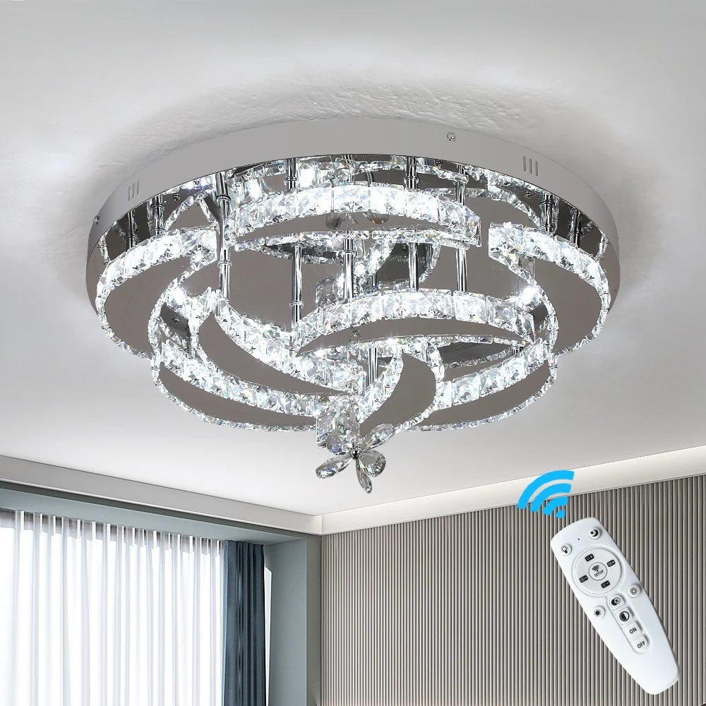 Modern Crystal Chandelier Ceiling Lamp - Luxury LED Pendant Light with Remote Control, Dimmable Luminaire for Living & Dining Rooms - Premium Chandelier from Lizard Vigilante - Just $69.99! Shop now at Lizard Vigilante